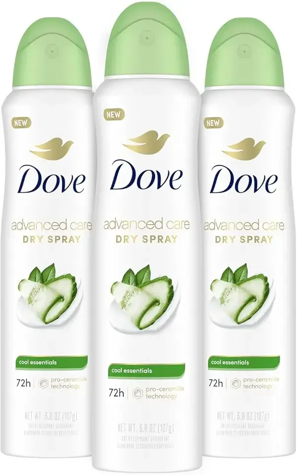 Dove Advanced Care Antiperspirant Deodorant Dry Spray Cool Essentials 3 Count for Helping Your Skin Barrier Repair After Shaving with Pro Ceramide Technology 3.8 oz