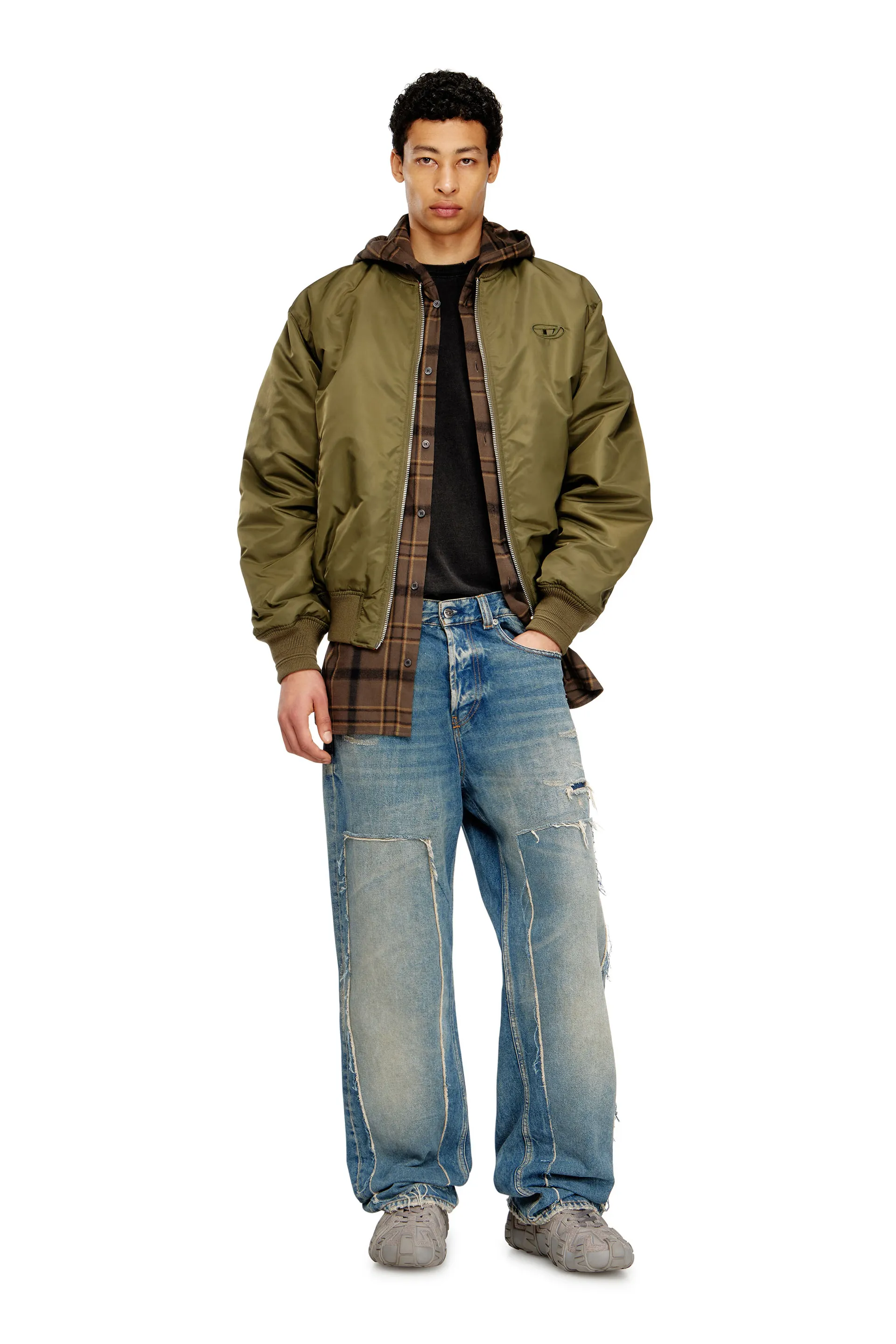 Padded bomber jacket with Oval D embroidery