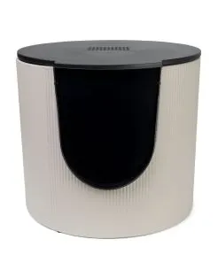District 70 Fuse Design Kattenbak Ribbed Tin - Kattentoilet - 50.5x48x43.5 cm Beige Zwart