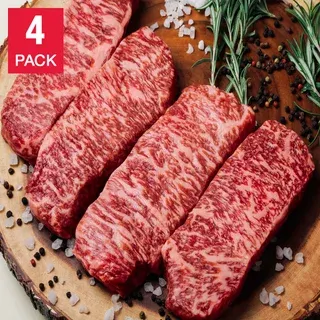 Japanese Wagyu Center Cut New York Strip Steaks, A5 Grade, (4/12 Oz. Per Steak), 4 Total Count, 3 Lbs. Total