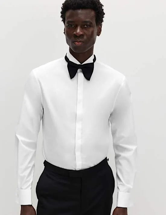 Slim Fit Cotton Blend Dress Shirt