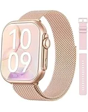 Smart Watch for Women Men Fitness: Smart Watch for iPhone&Android Bluetooth Call with SpO2 Sleep Heart Rate Monitor,IP68,Fitness Tracker with 120+Sport,Reloj Inteligente 30 Day+Battery Life, 2 Bands