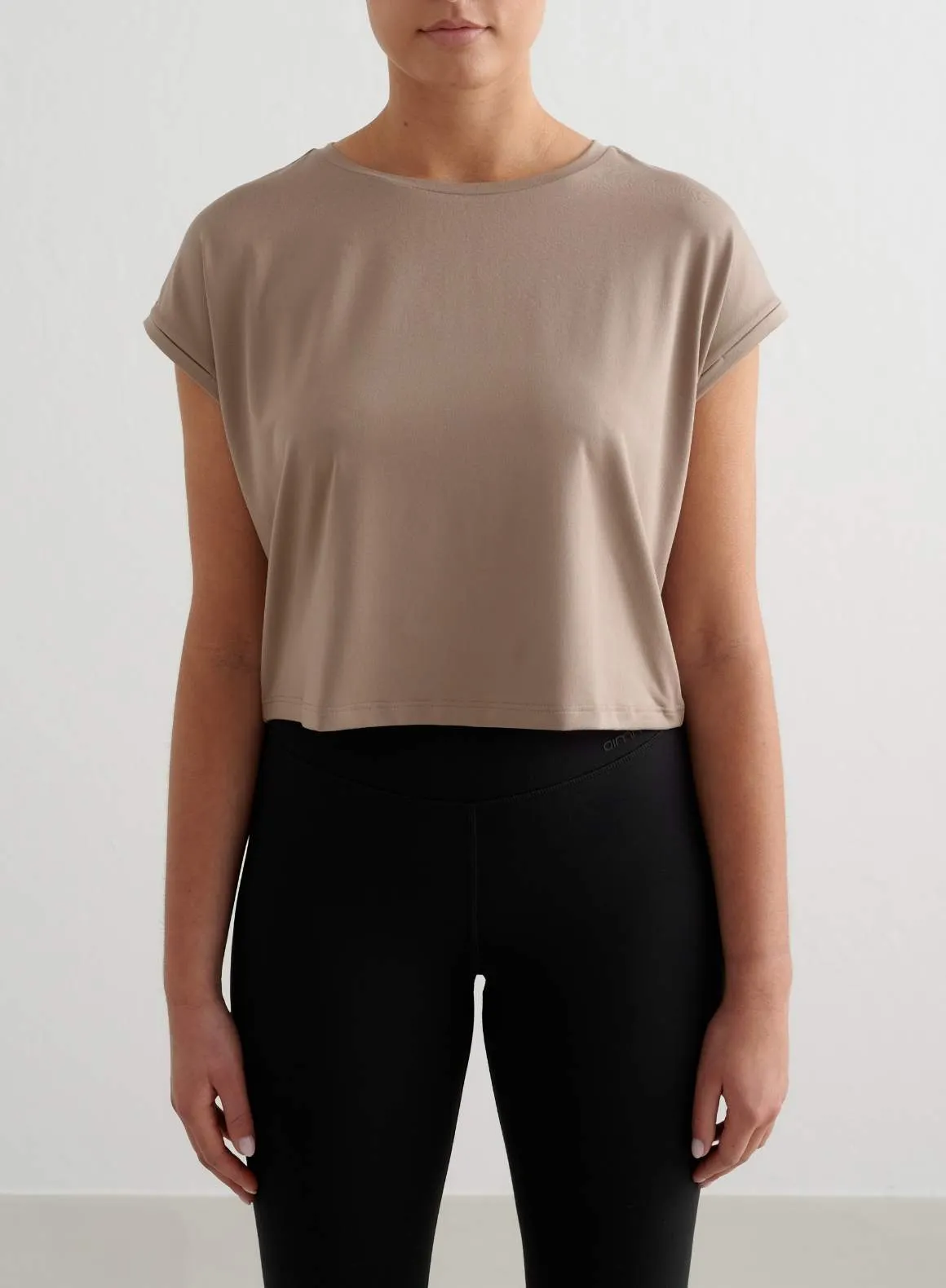 Espresso Soft Basic Roll Sleeve Top