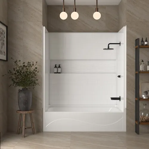 Vanity Art 60 in. x 32 in. 4-Piece Direct-to-Stud Alcove Tub Surround with Right Drain Soaking Bathtub Combo