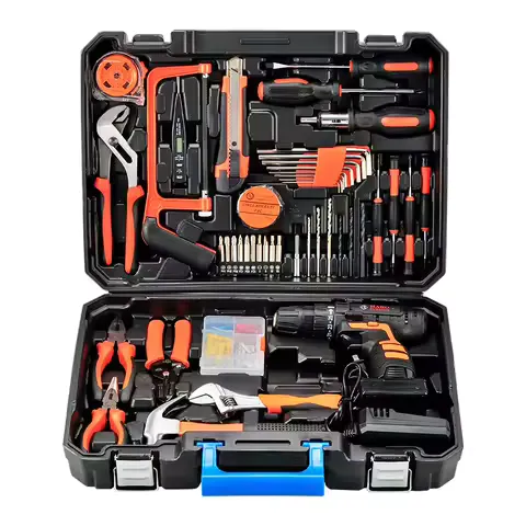 36Pcs Power Tool Combo Kits with 12V Cordless Drill,10MM 3/8'' Keyless Chuck,Professional Home Household DIY Hand Tool Kits
