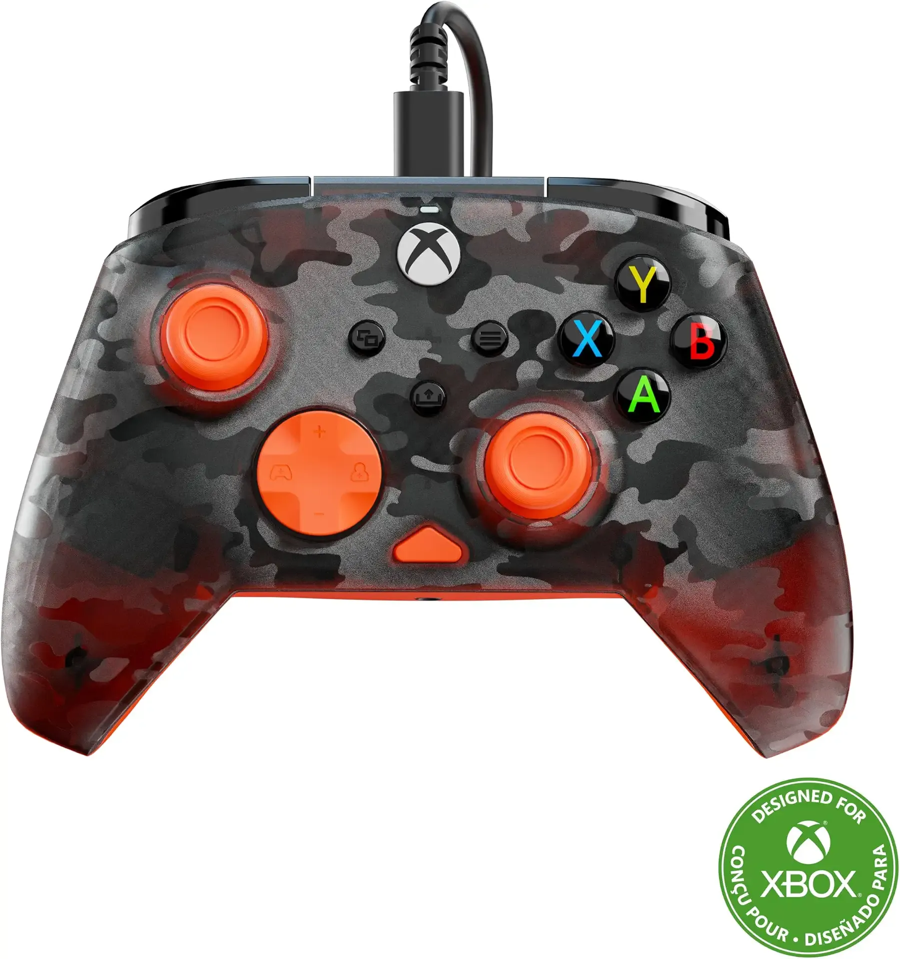 Turtle Beach Rematch Core Wired Gaming Controller Licensed for Xbox & PC | Xbox Series X|S, Xbox One, Audio Controls, Hall-Effect Thumbsticks, Rumble Motors & Impulse Triggers, Ghost Black Camo Orange