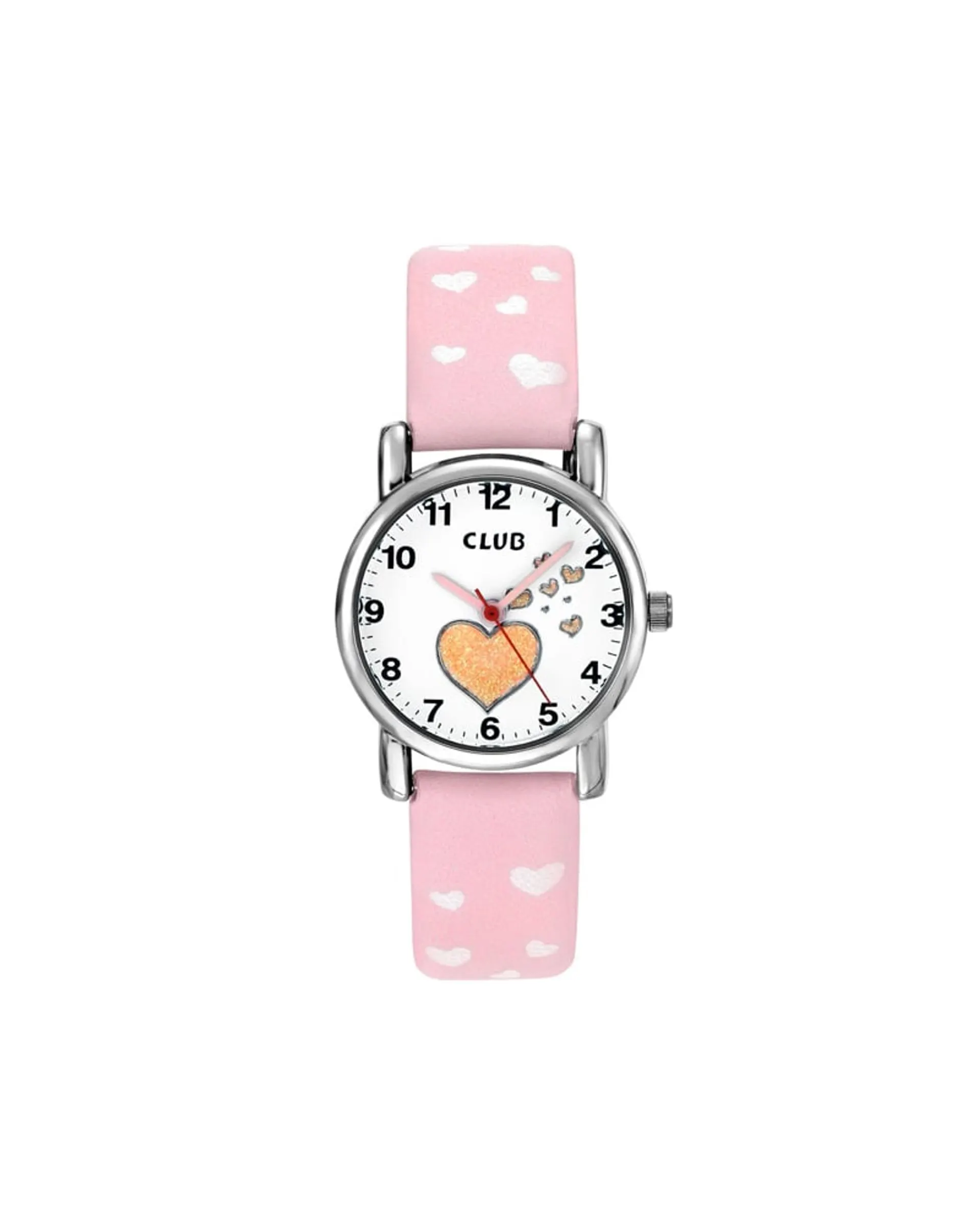 Hjerte barneklokke med rosa rem (27mm)