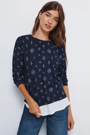 Camiseta estampada combinada