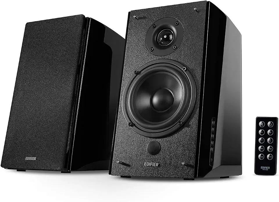 Edifier R2000DB Powered Bluetooth Bookshelf Speakers, 120W RMS, Black | Near-Field Studio Monitors, Optical Input, 2 x AUX Inputs, Remote Control, Digital Sound Processing