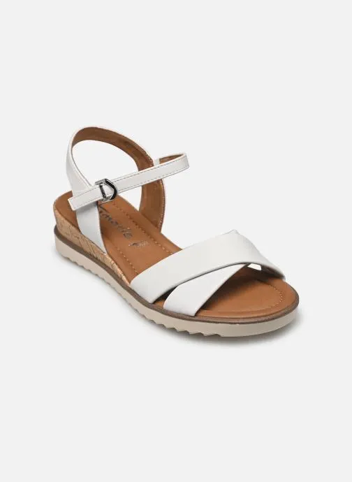 Sandalen met sleehak en plateau 28106-42 dames wit