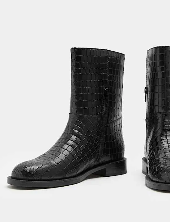 Lederstiefel mit Blockabsatz