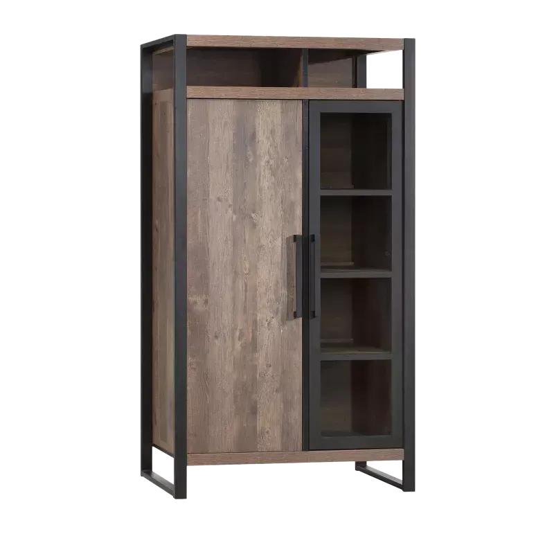 Vitrinekast Wisconsin - 104 cm - Lamulux Mokka - 2 deuren, 2 open vakken