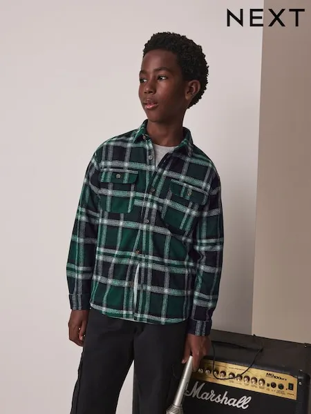 Blue Check Long Sleeve Jersey Shirt (3-16yrs)