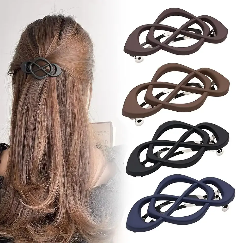 4 Pack Vintage French Barrette Hair Clips, 2026 New Hair Clip Accessories for Women, Strong Hold No Slip Styling (Style A)