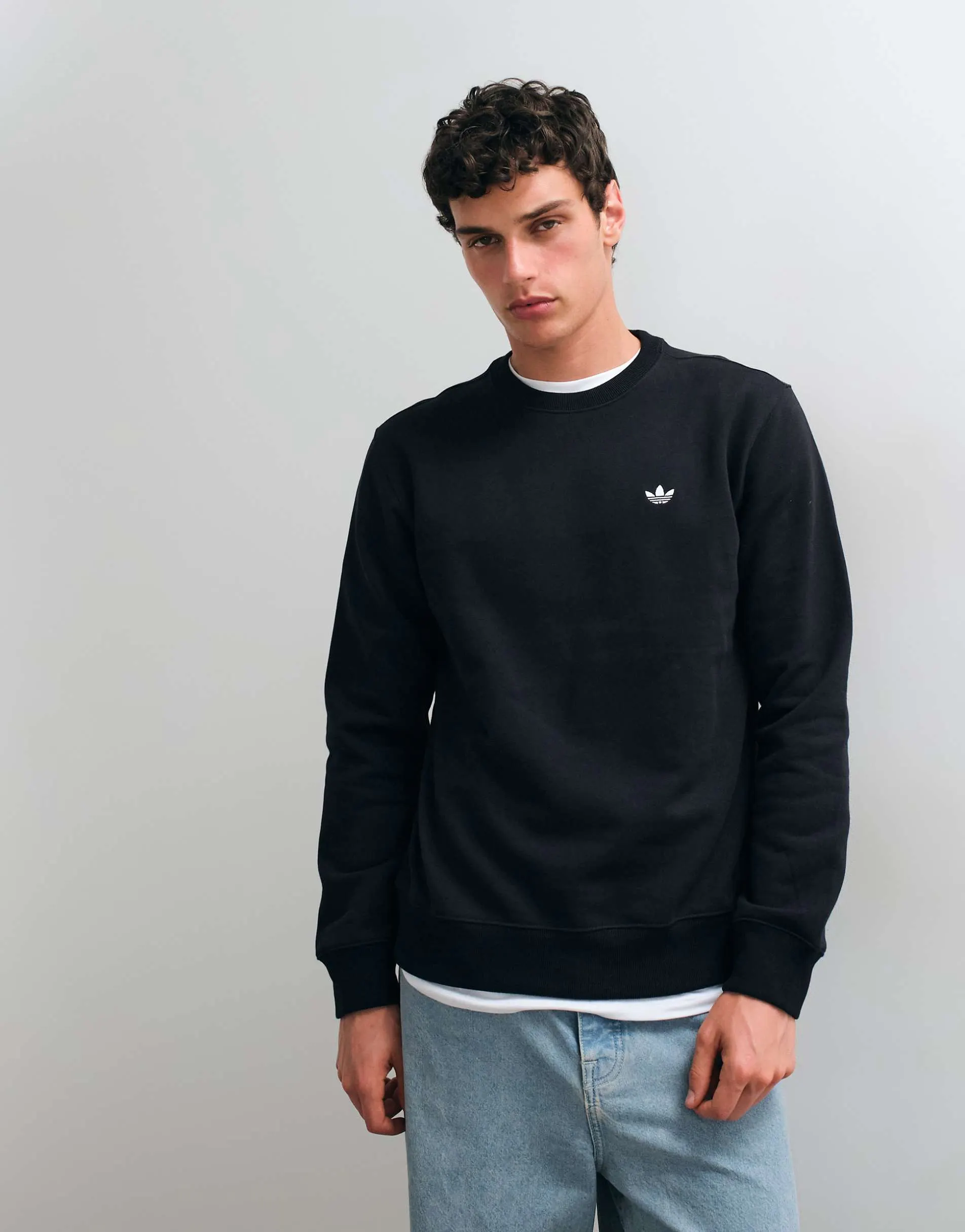adidas Originals Trefoil Essentials small logo sweatshirt in black