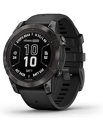 Garmin fēnix 7 Pro Sapphire Solar, Multisport GPS Smartwatch, Built-in Flashlight, Solar Charging Capability, Black