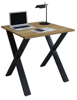 VCM Escritorio Lona Negro / Roble Sonoma H. 76 x B. 80 x T. 80 cm