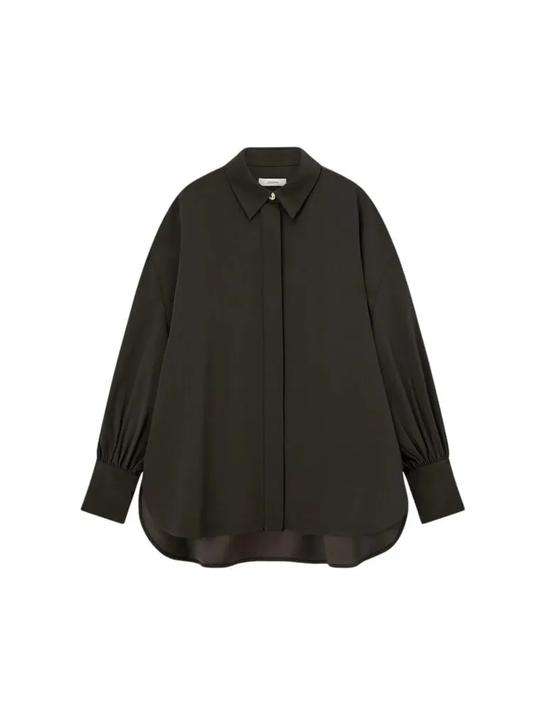 Camilia Satin Twill Blouse - Brun