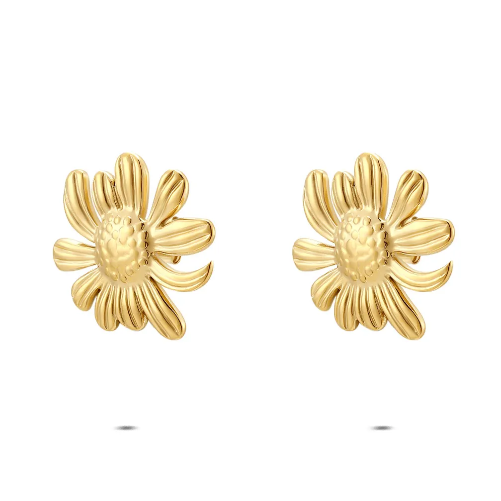 Oorbel in edelstaal, bloemvorm