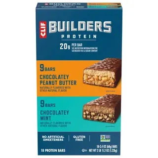 Clif Builder's Protein Bar, Variety Pack, 2.40 oz, 18-count