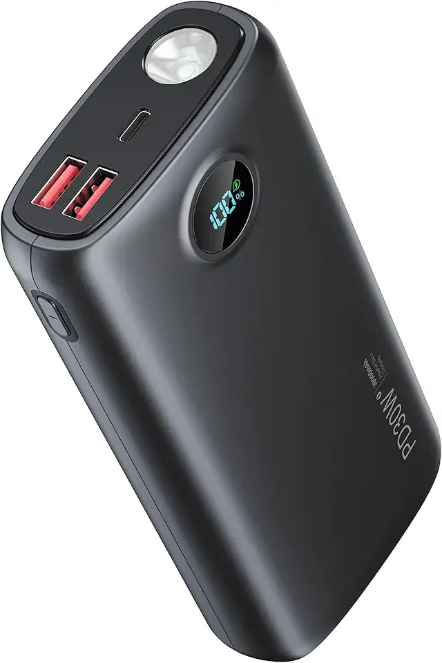 Portable Charger, 30000mAh Power Bank 30W USB C Fast Charging, Travel Essentials Battery Pack with 3W Flashlight & LED Display, External Battery for iPhone 17/16/15, Galaxy S25, LG, Tablets, Black