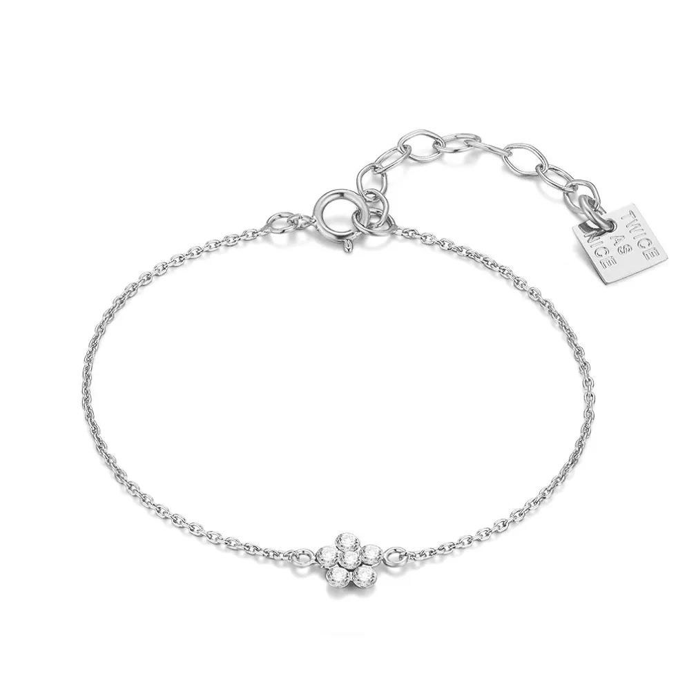 Armband in zilver, bloem met zirkonia