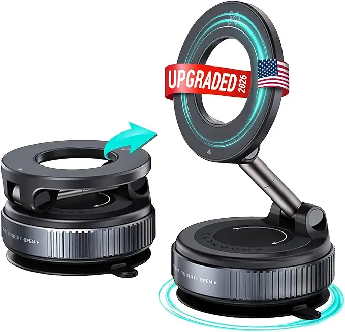 CARMOUNT Clutch-X One – Upgraded Vacuum Phone Mount Suction Cup Car Phone Holder for iPhone, Window Phone Mount, 360° Vacuum Magnetic Phone Holder for Car, Magnetic Phone Holder with Suction Cup