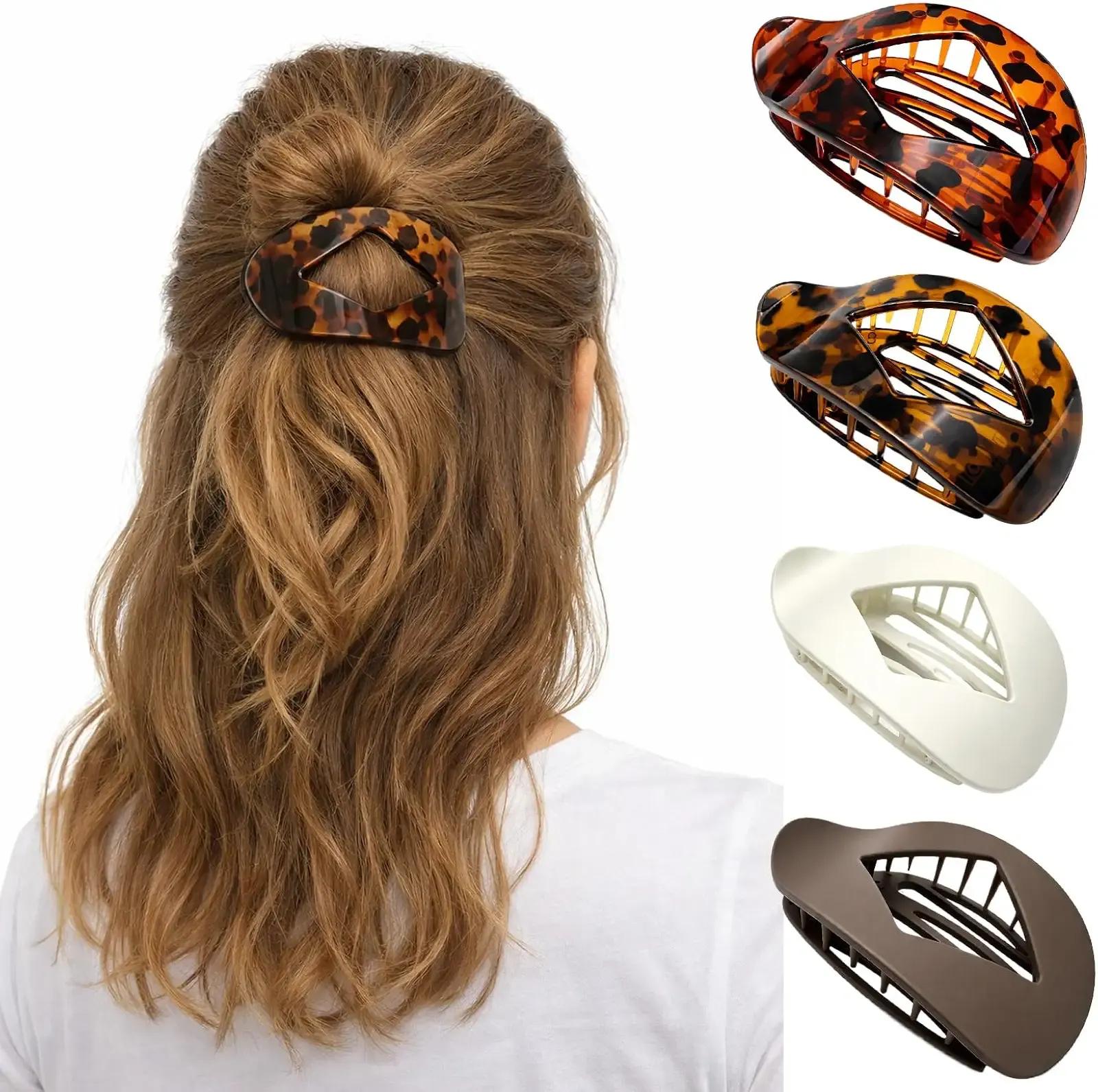 4-Pack Duckbill Hair Clips for Women,Flat Claw Design,Solid Color,Casual Elegant for Thick or Thin Hair,Suitable for All Hair Lengths