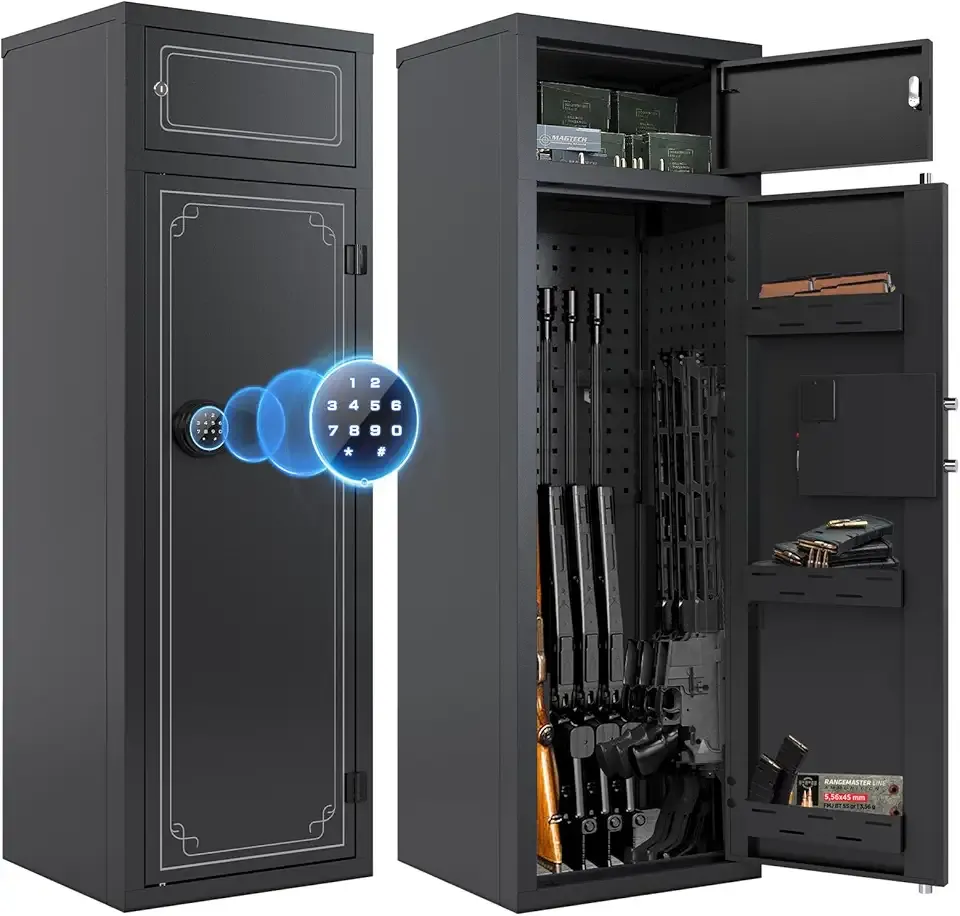 KAER 12-15 Gun Safe for Rifles and Pistols, Electronic Firearm Cabinet for Rifles & Shotguns Large Home Rifle Safe with Removable Shelves & Dedicated Lockbox