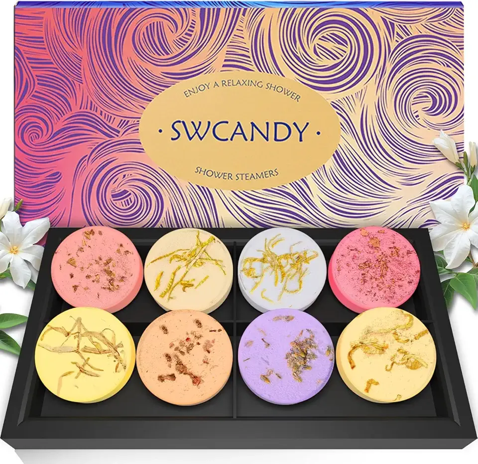 Shower Steamers Aromatherapy SWCANDY 8 Pack Gifts for Women Stocking Stuffers for Adults, Her, Mom, Men Natural Essential Oils Home Spa Self Care Stress Relief Relaxation Bath Bombs Christmas Flower
