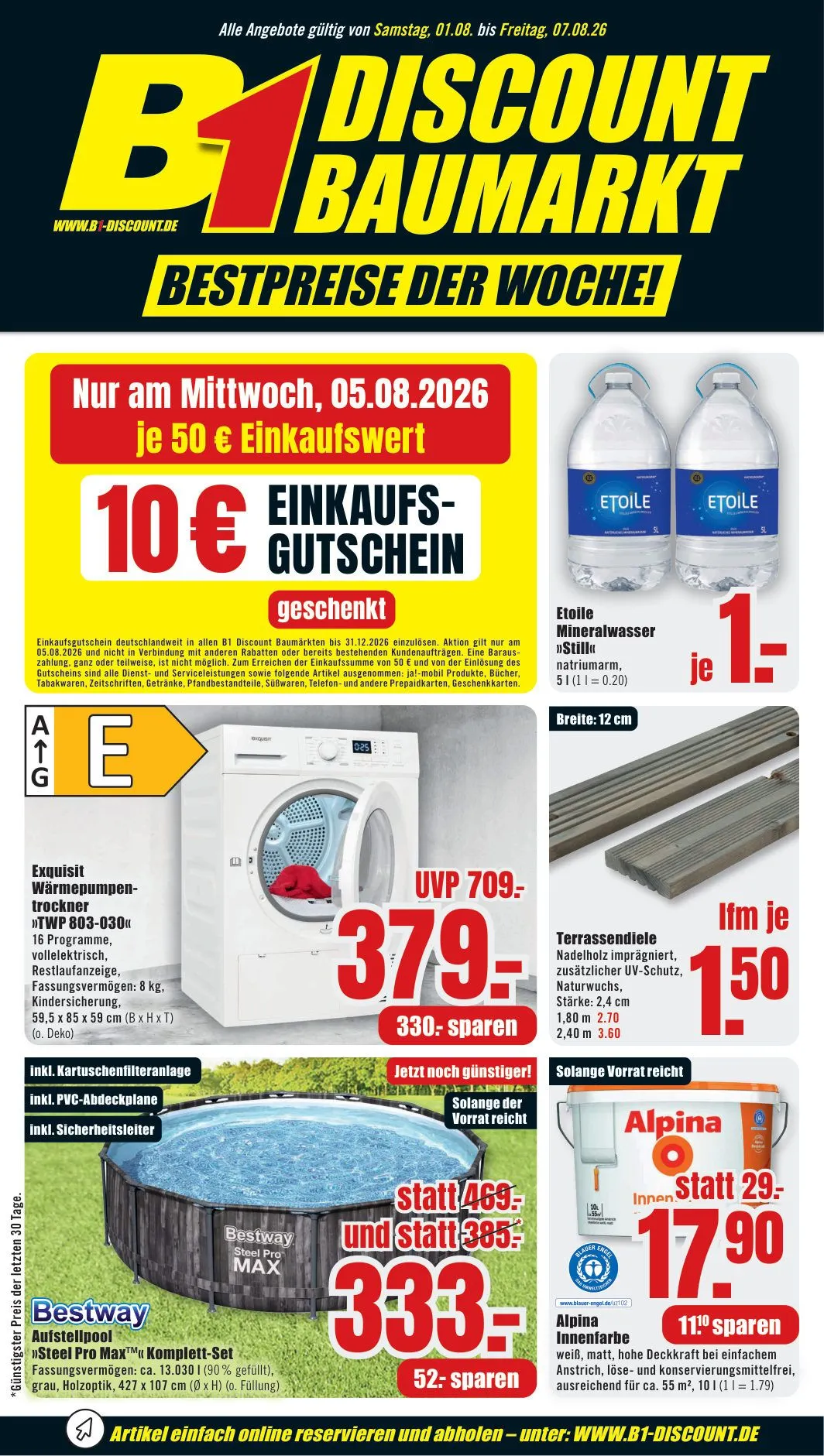B1 Discount Baumarkt — 2026-08-03 von 3. August bis 7. August 2026 - Prospekt seite