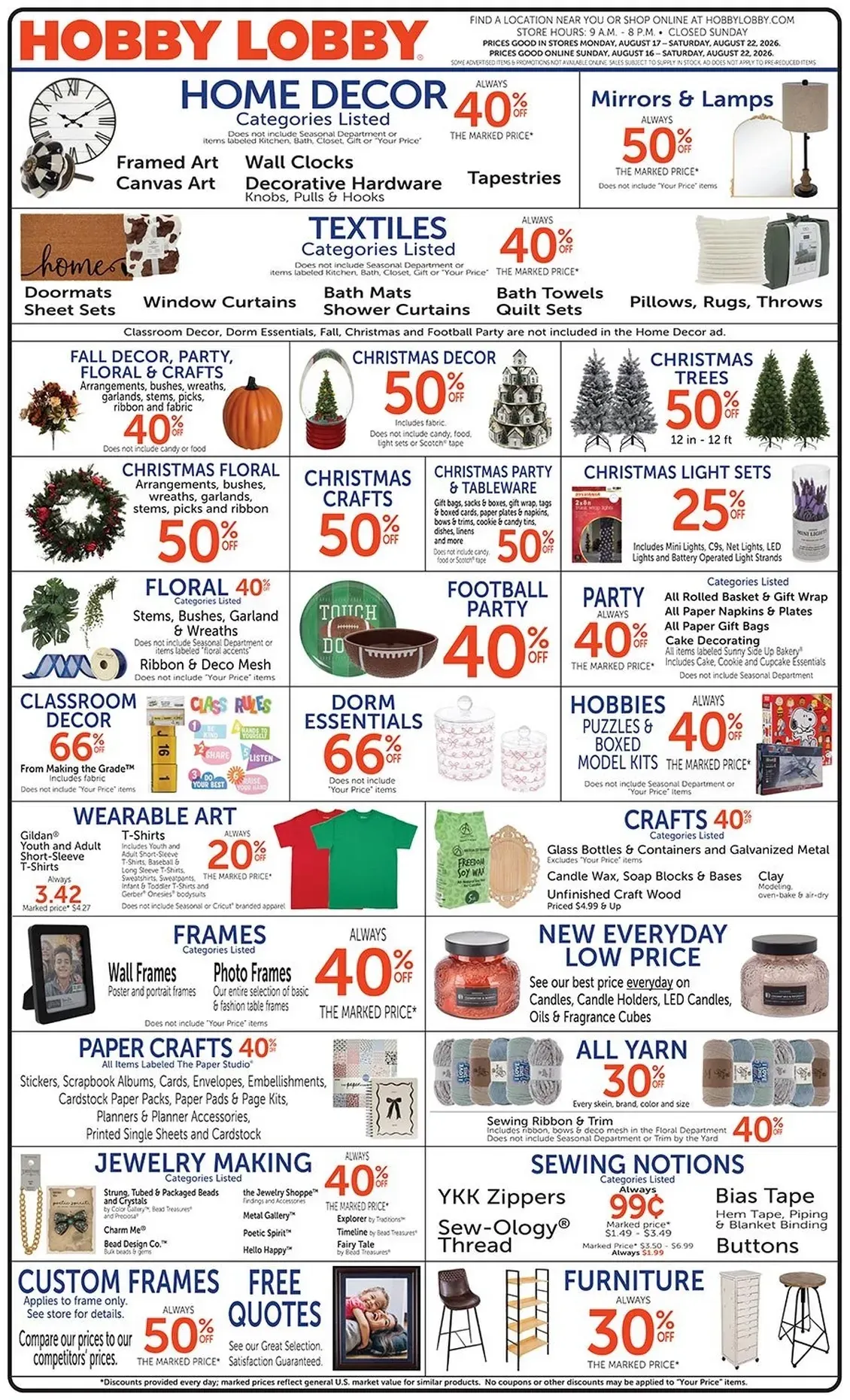 Weekly ad Hobby Lobby weekly ads from August 18 to August 22 2026 - Page 1