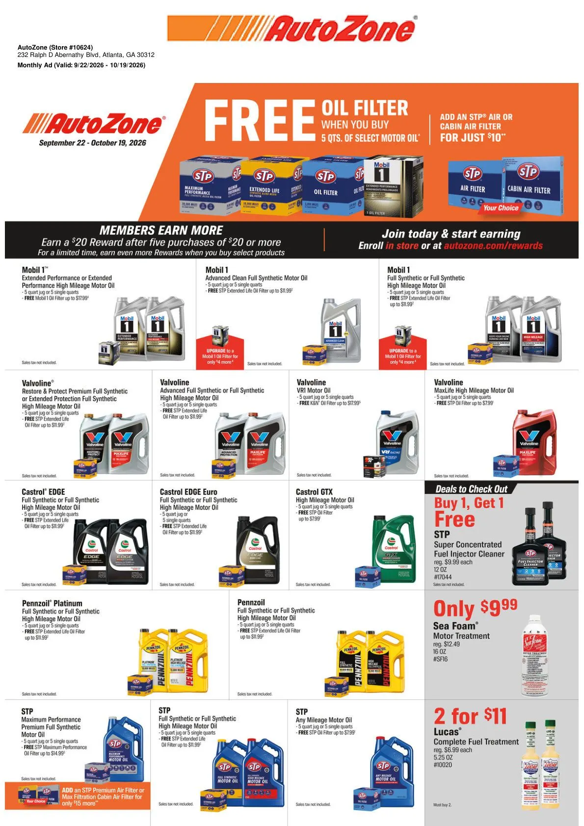 Weekly ad Autozone — 2026-09-29 from September 22 to October 19 2026 - Page 1