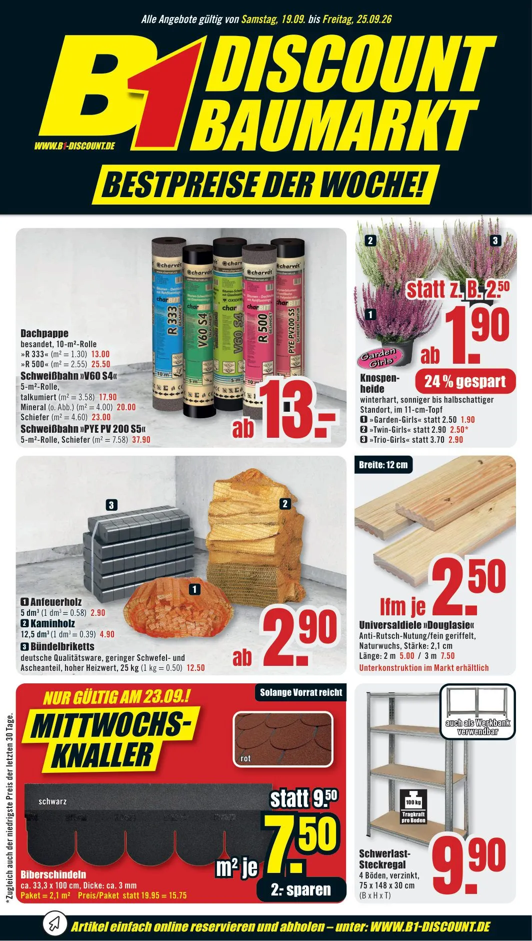 B1 Discount Baumarkt — 2026-09-23 von 19. September bis 25. September 2026 - Prospekt seite 1