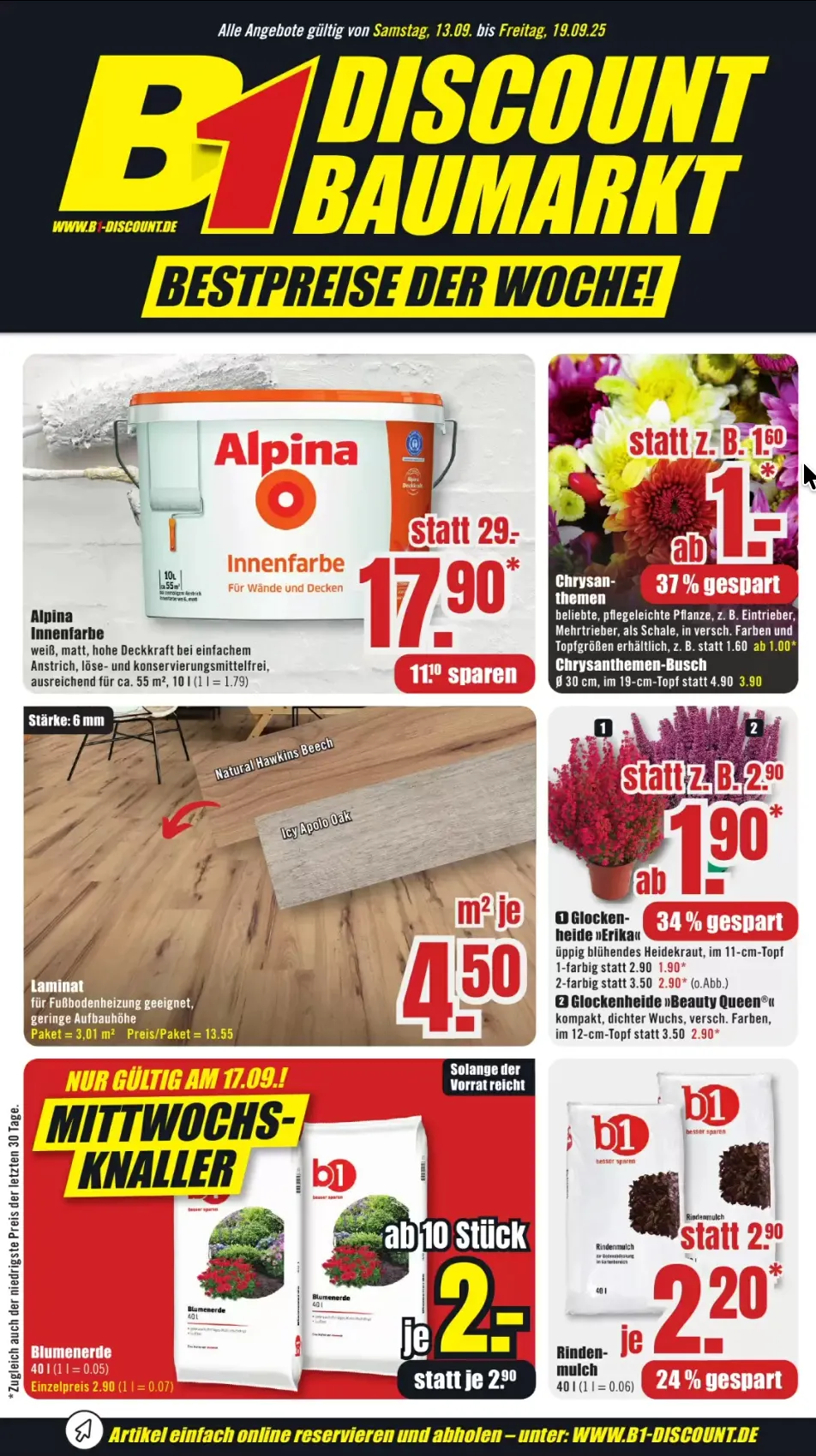 B1 Discount Baumarkt — 2026-09-15 von 15. September bis 19. September 2026 - Prospekt seite
