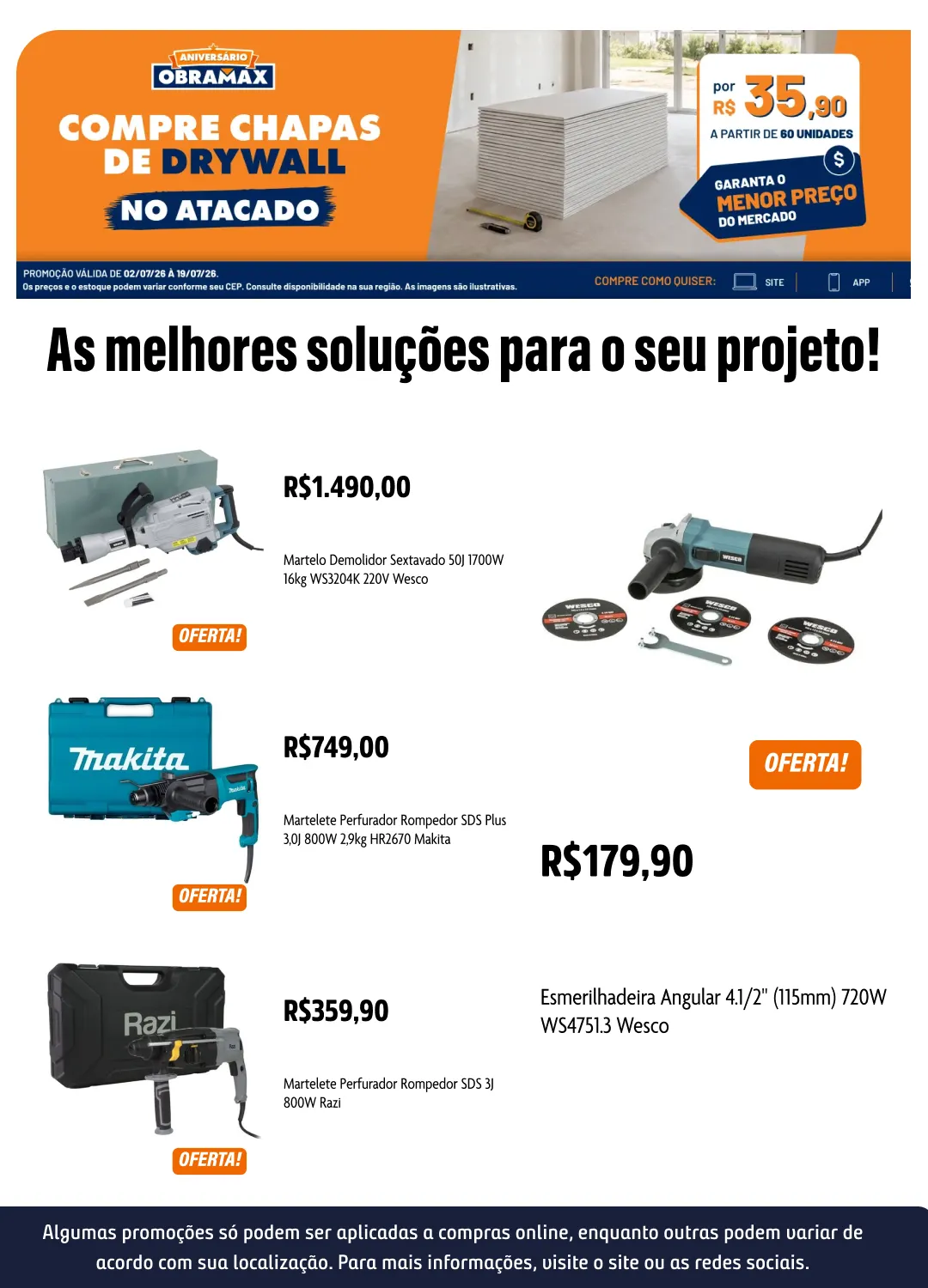 Encarte de Ofertas de Aniversário Obramax 17 de julho até 20 de julho 2026 - Pagina 3