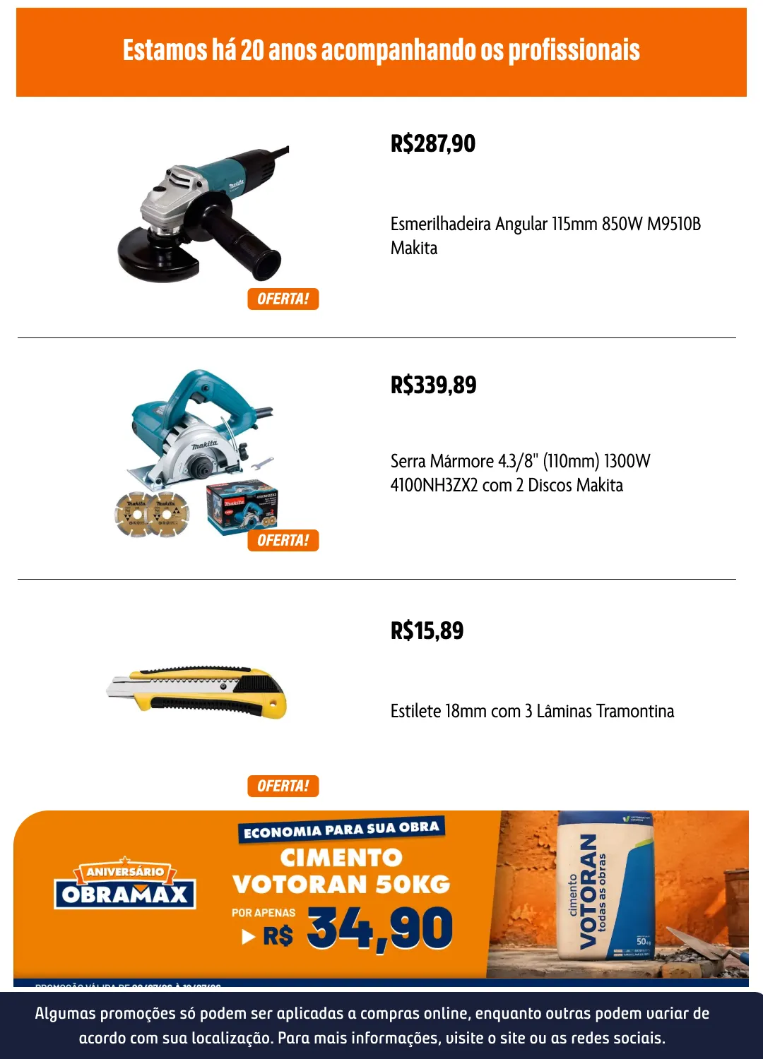 Encarte de Ofertas de Aniversário Obramax 17 de julho até 20 de julho 2026 - Pagina 4