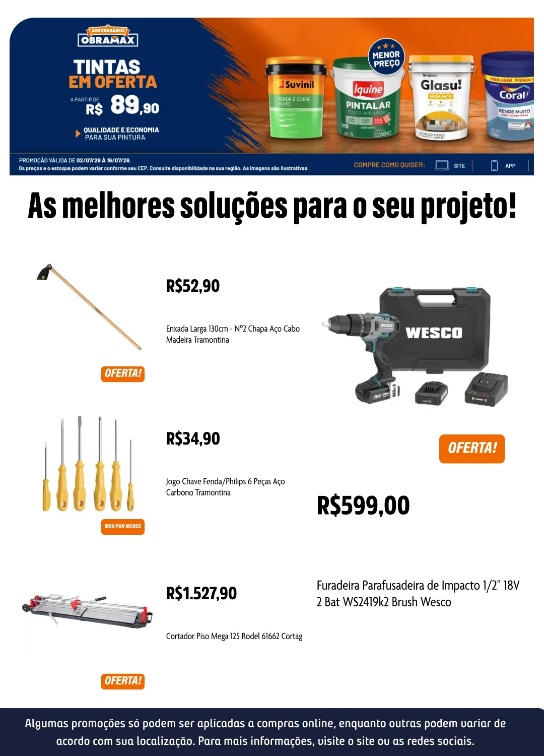 Encarte de Ofertas de Aniversário Obramax 17 de julho até 20 de julho 2026 - Pagina 6