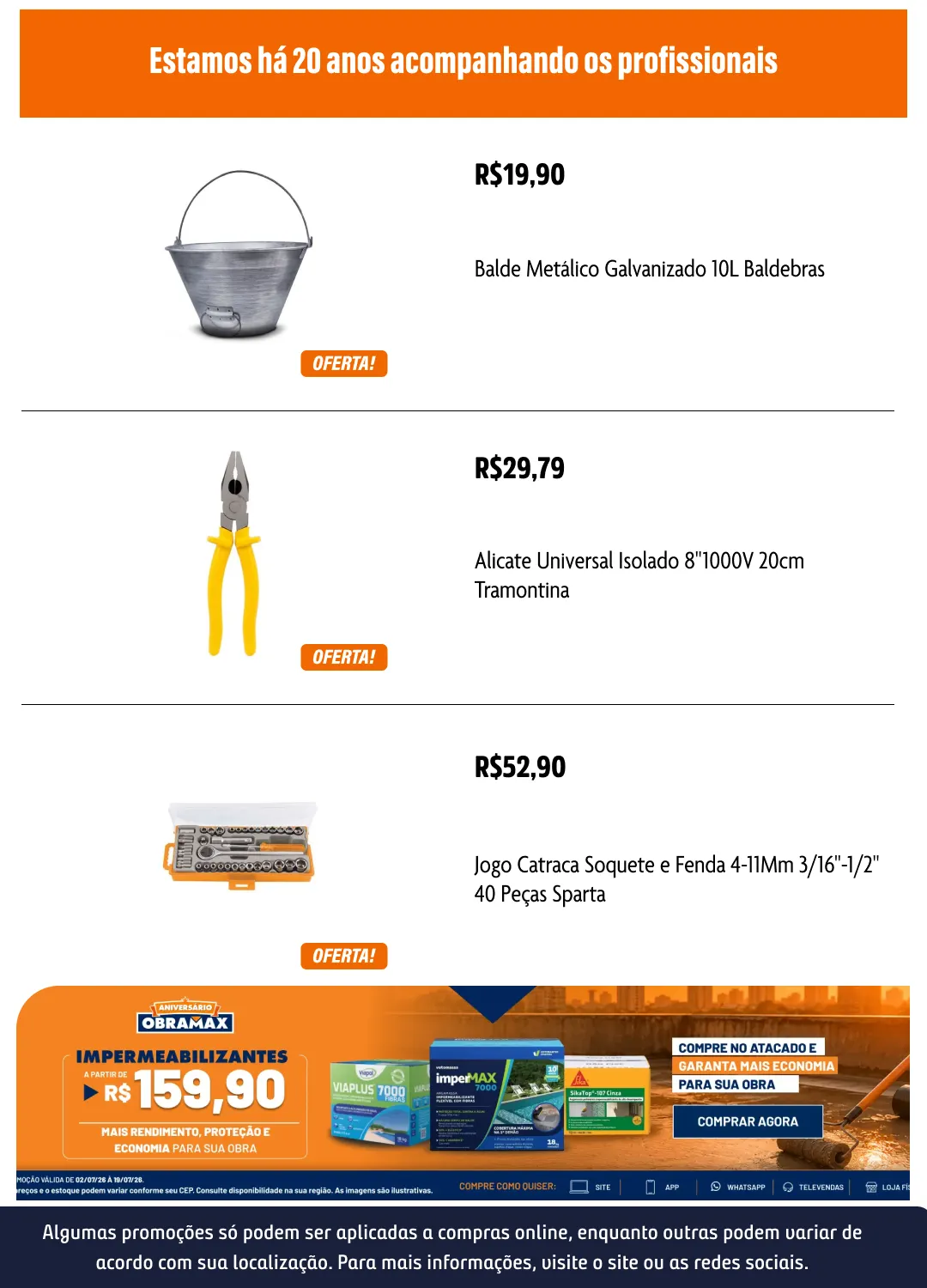 Encarte de Ofertas de Aniversário Obramax 17 de julho até 20 de julho 2026 - Pagina 7