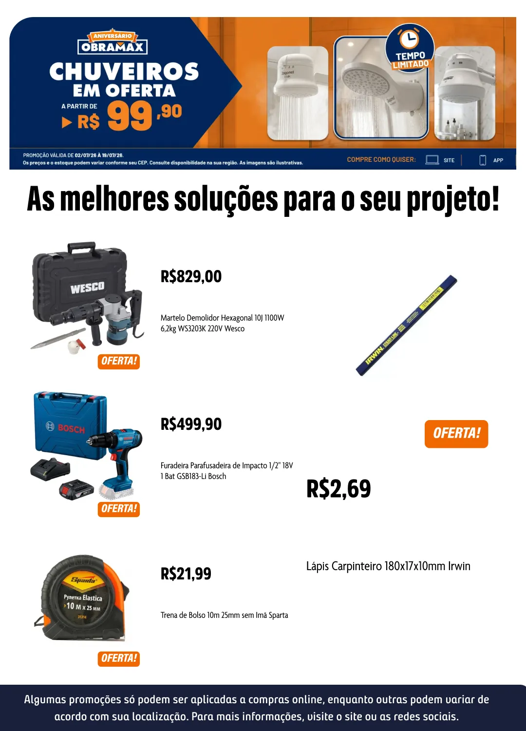 Encarte de Ofertas de Aniversário Obramax 17 de julho até 20 de julho 2026 - Pagina 9