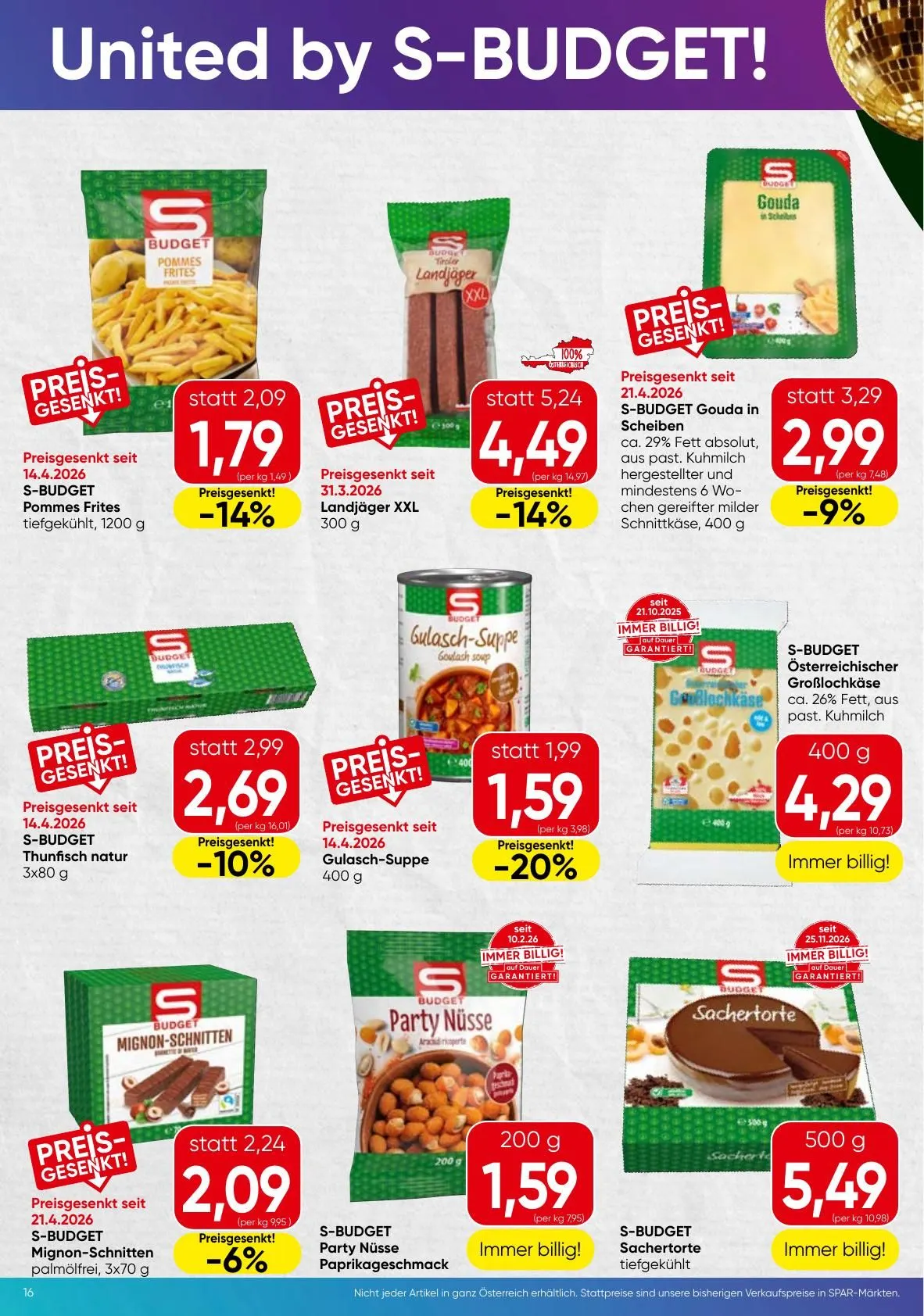SPAR Prospekte von 7. Mai bis 20. Mai 2026 - Flugblätt seite  16