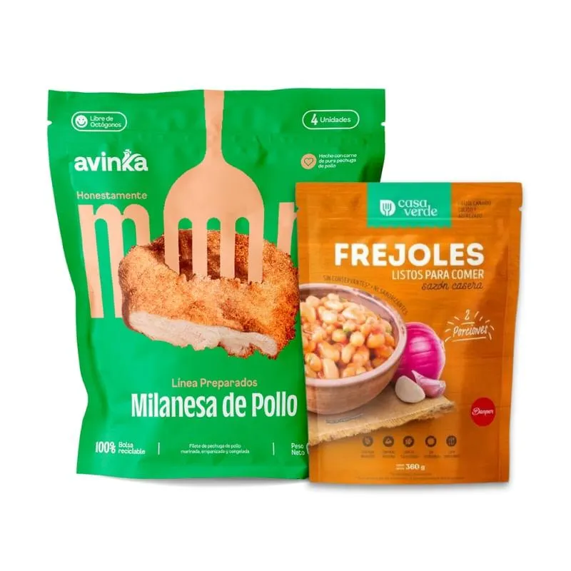Pack Milanesa de pollo x 4 unidades x 600 gr.+ Frejoles listos para comer x 360 gr.