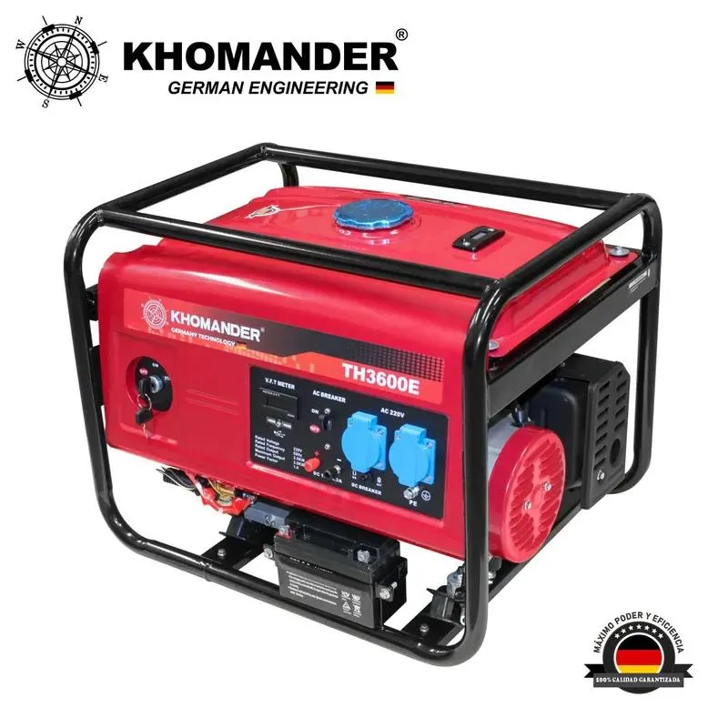 GENERADOR GASOLINERO 3500W ROJO - KHOMANDER - A ELECTRICO Y MAN