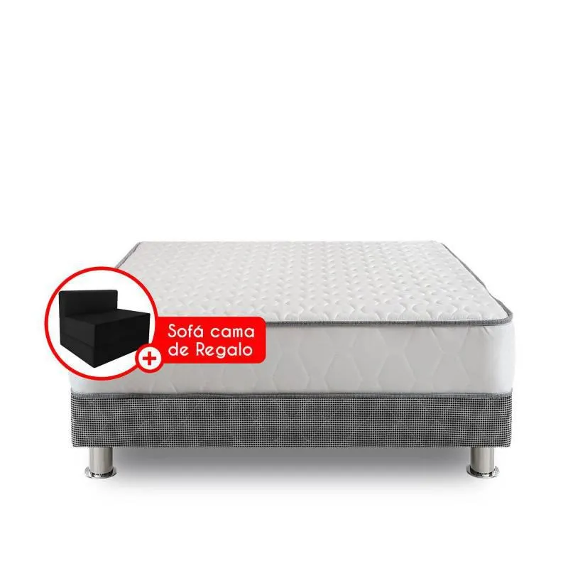 Cama Americana Elegant 2 Plazas + Colchón + 2 Almohadas + Sofá Cama