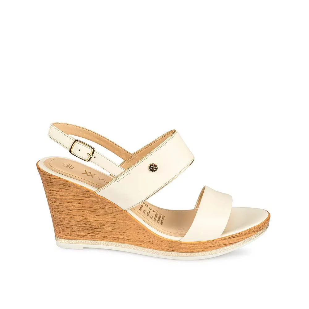Sandalia Strap Casual DAYA-2503 Hueso/Dorado Viale Cuero