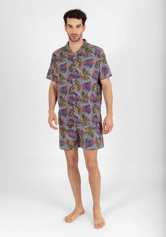 PIJAMA SHORT HOMBRE ALGODÓN AZUL - 77.981