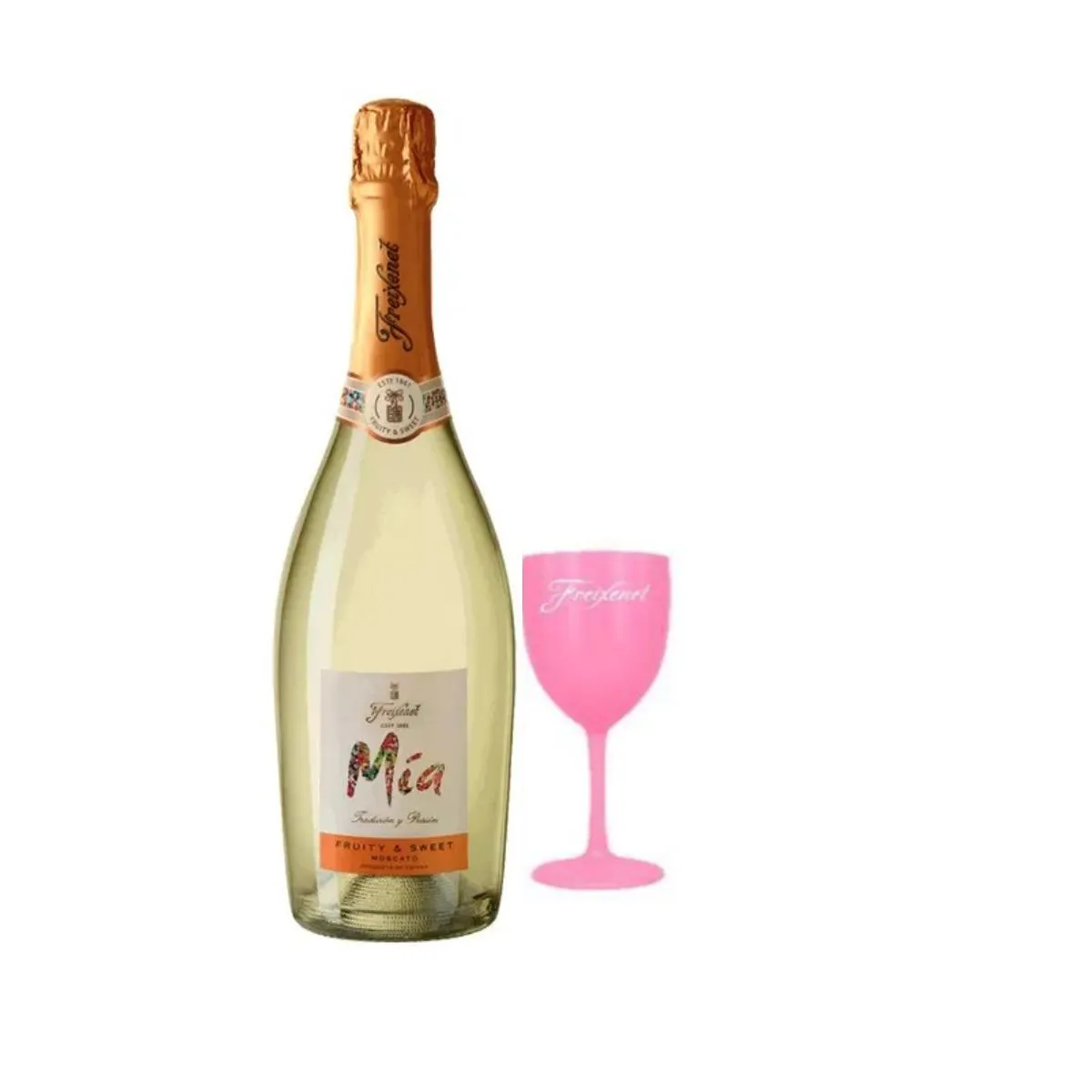 FREIXENET MIA MOSCATO 750ML + COPA ROSADA