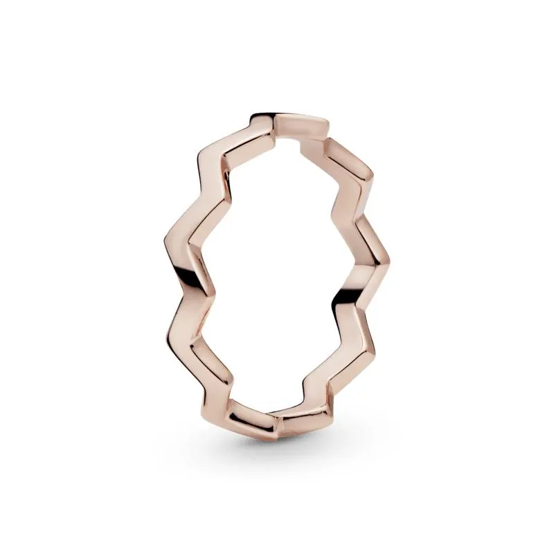 Anillo en zigzag pulido Recubrimiento en Oro Rosa de 14k