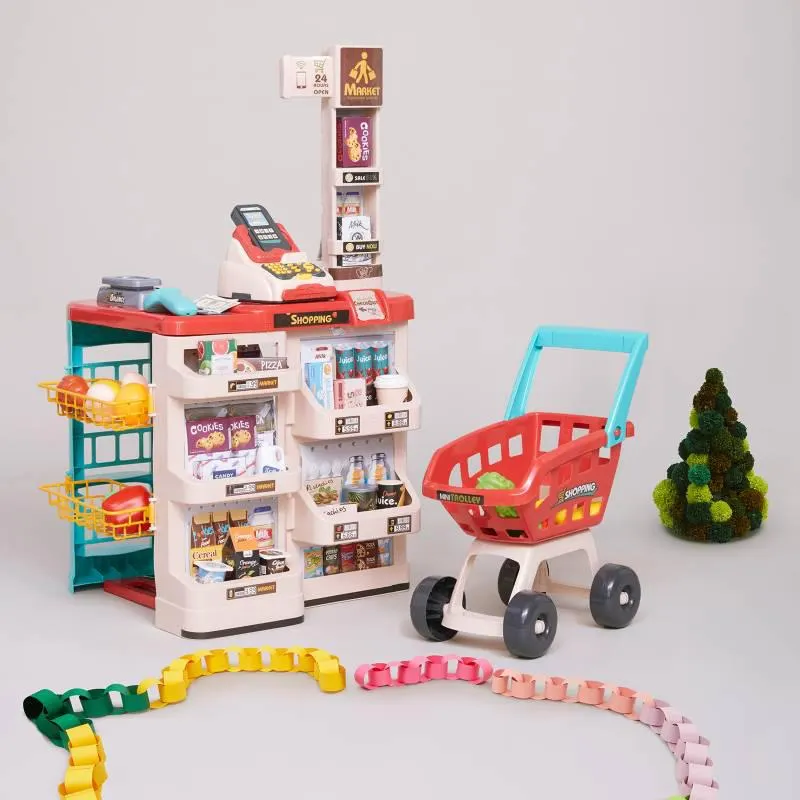 Juego de Roles Cajero Y Carrito de Supermercado 48Pzs