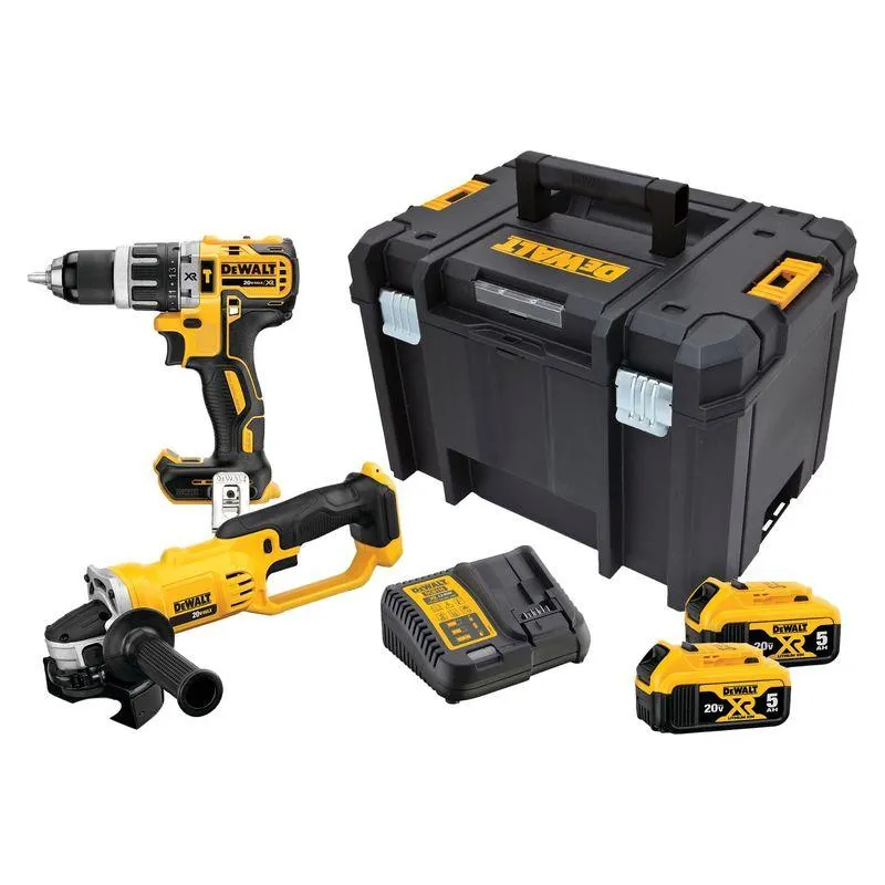 Taladro Percutor Dewalt 1/2" + Esmeril Dewalt 4-1/2" Inalámbricos DCK209P2T